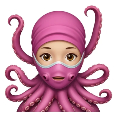 pink octopus girl face mask sticker