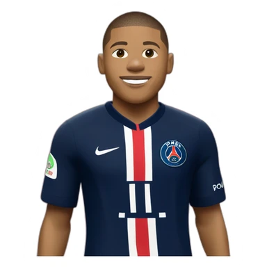 Kylian Mbappe with PSG kit with his celebration sticker