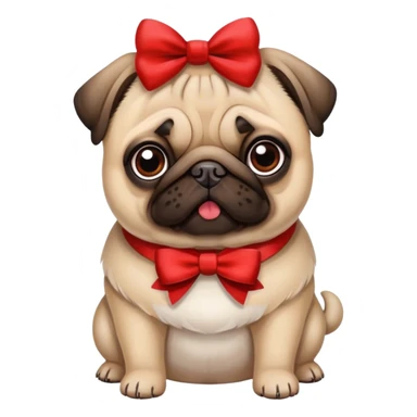Pug with a bow  sticker