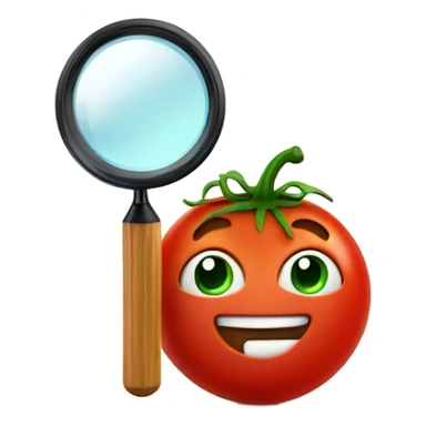 happy tomato with magnifying glass in hand sticker