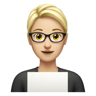 White woman holding sign with written 4 B sticker