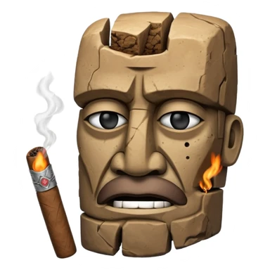 Blocky Easter island head smoking cigar sticker