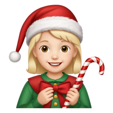 Chiklder with candy canes celebrating Christmas sticker