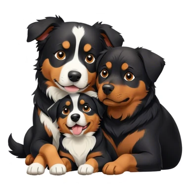 A Border Collie and a Rottweiler snuggling together. sticker