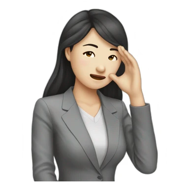 female asian CEO of an IT company facepalm sticker
