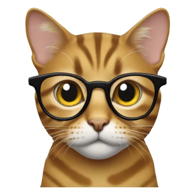 Tabby cat with eyeglasses on sticker