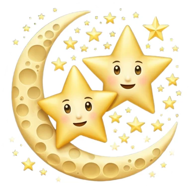 Moon and a golden star sticker