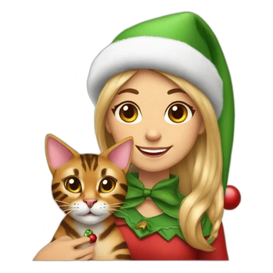 female christmas elf with a bengal cat sticker