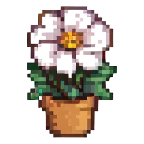 tiny flower in 12x12 pixel art, simple shape, black outline sticker