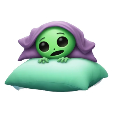 Alien is sleeping on pillow  sticker