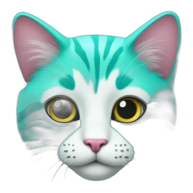 Turquoise cat with heart sticker