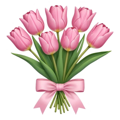 light pink tulip bouquet with light pink bow sticker