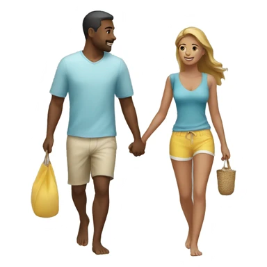 couple walking on the beach sticker