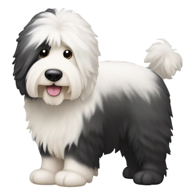 Old English sheepdog with a half and half face like a black and white cookie sticker