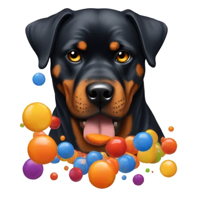 Rottweiler eating paintballs sticker
