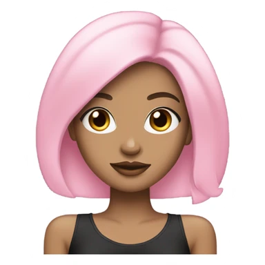 white fashion girl with black hair wearing pink sticker