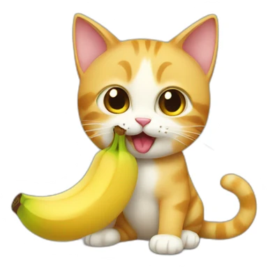cat eating banana sticker