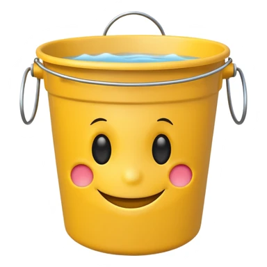 a smiley cute emoji with buckets as eyes, simple and playful sticker