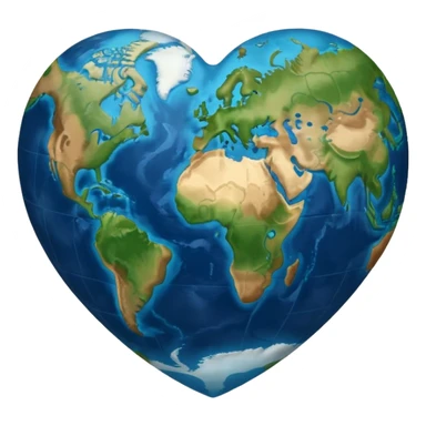 heart-shaped Earth with visible continents sticker