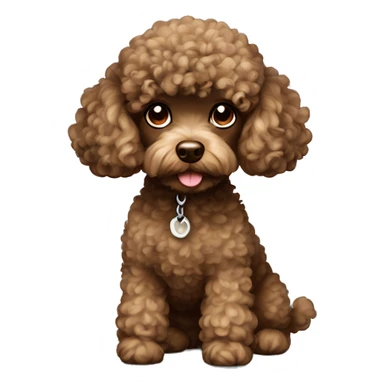 Toy poodle, curly hair in face, dark brown sticker