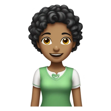 smiling girl with curly black hair sticker