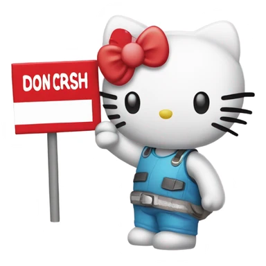 Hello kitty holding a sign that says “don’t crash out” sticker