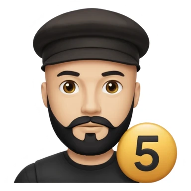 Muscular bald man with black beard wearing cap, holding giant Instagram logo, golden "500" floating above, minimal emoji style, white background sticker