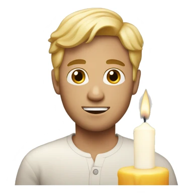 Man with blond hair holding a candle sticker