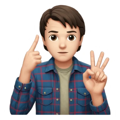 Derek from stranger things pointing the middle finger in the barn sticker