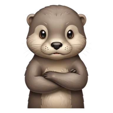 Angry otter with crossed arms, frowning face sticker