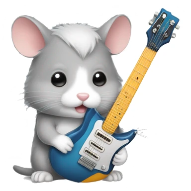 Grey hamster with electric guitar djungarian rocker sticker