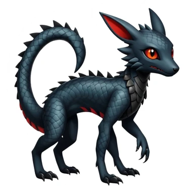 Sophisticated Modern Gothic Gloomy Futuristic Scaly Cyber-Salandit-Umbreon-Litten-Hybrid (Full body) sticker