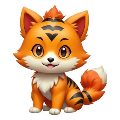 Shiny Cute Adorable Litten-Littleo-Growlithe-Hybrid-Creature with pattern-markings sticker