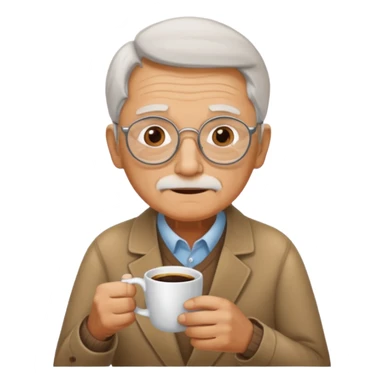 Blind grandpa having a cup of coffee and waiting for his daughter ￼ sticker