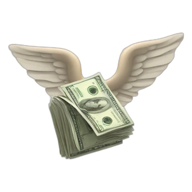 A wad of bills with wings sticker