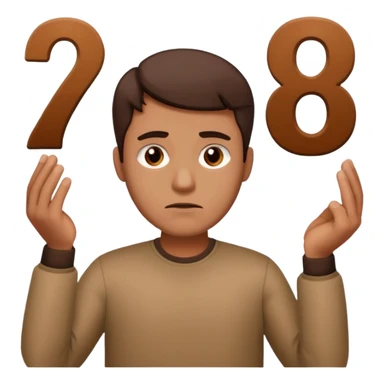 man frowning holding up numbers 6 and 7 sticker