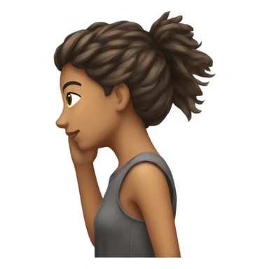 girl on ground hands in hair visible frustration from side view  sticker