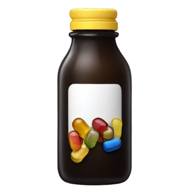 Dark glass bottle with supplements  sticker
