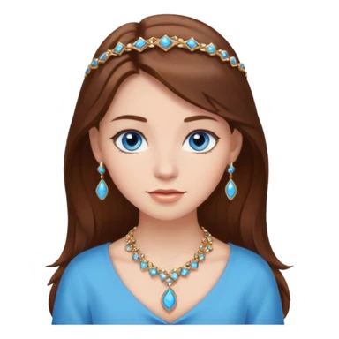 girl with brown hair blue eyes jewelry sticker