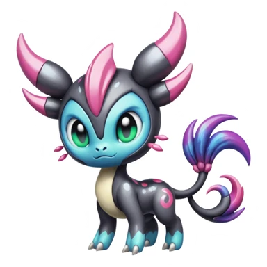 Colorful Shiny Edgy Cool Badass Painted Splashed Exotic Meloetta-Palkia-Stitch-Fakémon-creature-hybrid sticker