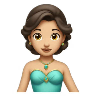 caucasian toddler face with dark brown hair dressed as princess jasmine of alladin sticker