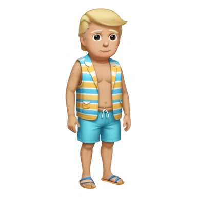 full body Trump standing in beach outfit sticker
