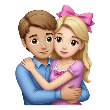 (Brown hair white girl) hugging blonde man with bows sticker