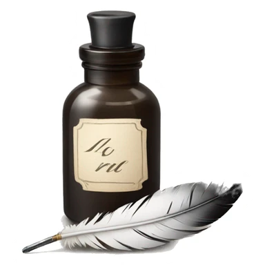a feather quill and ink bottle sticker