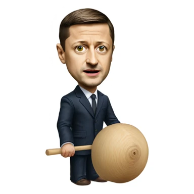 Hyper realistic Vladimir Zelensky pulls the strings  of a wooden doll sticker