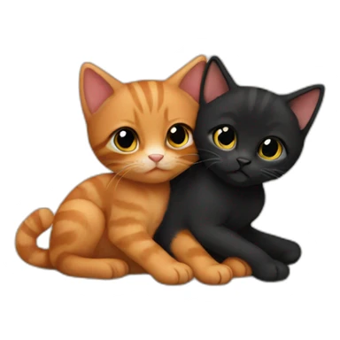 ginger and black kittens cuddling  sticker