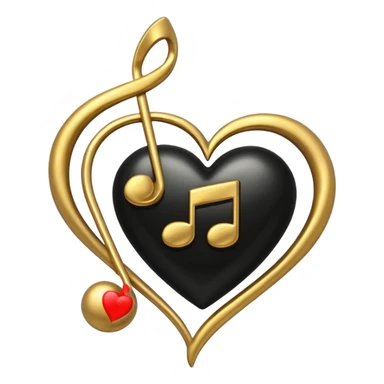 black heart with a music note sticker