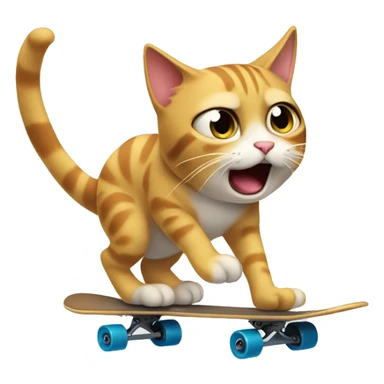 confused skating cat having no idea wtf is going on sticker