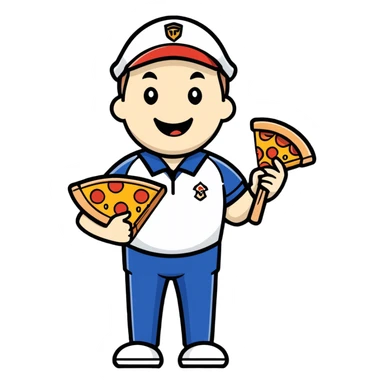 Mailman with lacrosse stick eating pizza  sticker