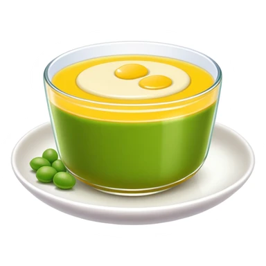 Beijing Wandou Huang pea pudding with yellow color, simplified emoji style with bold outlines and bright colors, cartoon style traditional sweet bean dessert sticker